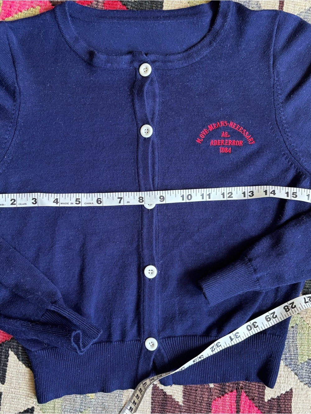 Ader Error Cropped Cardigan
Navy with Red Embroidery 
XS - Picture 10 of 11
